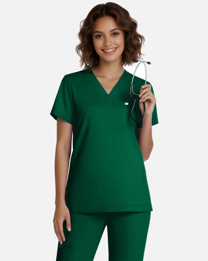 Hunter Green – Eadflie Women's Classic V-Neck Jogger Uniform Set – product image 52