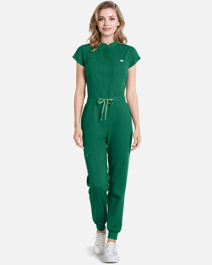 Hunter Green – Eadflie Women's Zip-Front Uniform Jumpsuit – Sleeveless Stretch One-Piece – product image 18