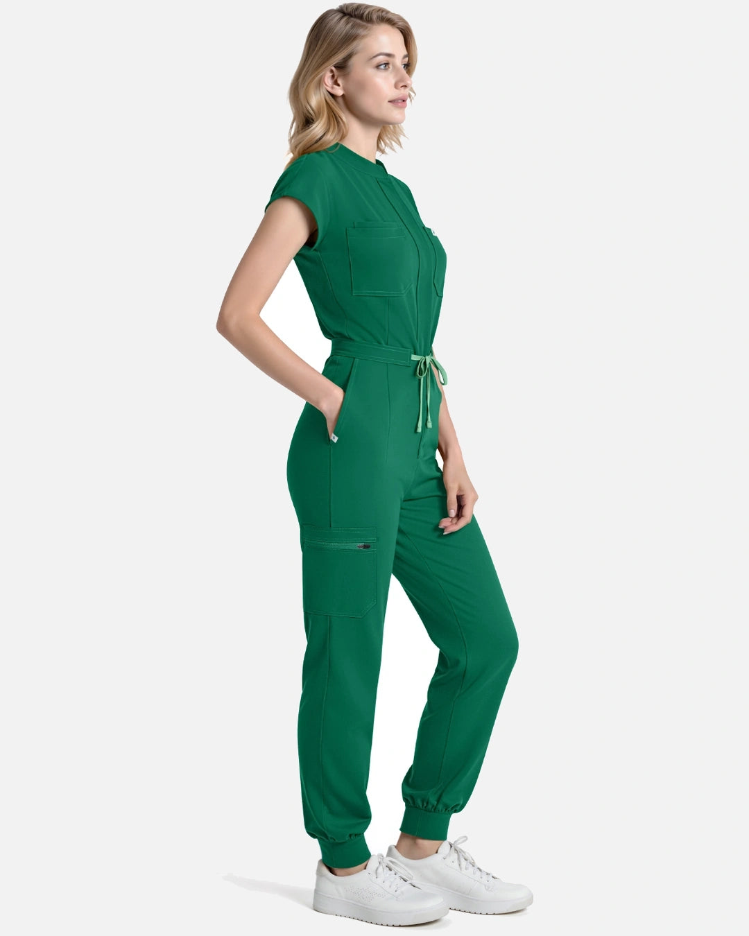 Hunter Green – Eadflie Women's Zip-Front Uniform Jumpsuit – Sleeveless Stretch One-Piece – product image 19