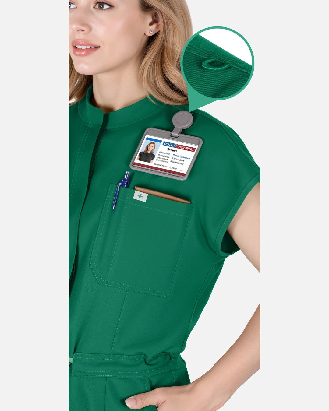 Hunter Green – Eadflie Women's Zip-Front Uniform Jumpsuit – Sleeveless Stretch One-Piece – product image 21
