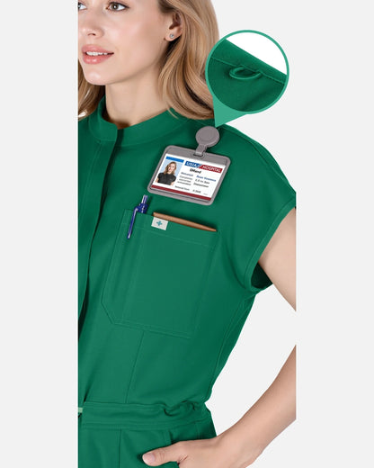 Hunter Green – Eadflie Women's Zip-Front Uniform Jumpsuit – Sleeveless Stretch One-Piece – product image 21