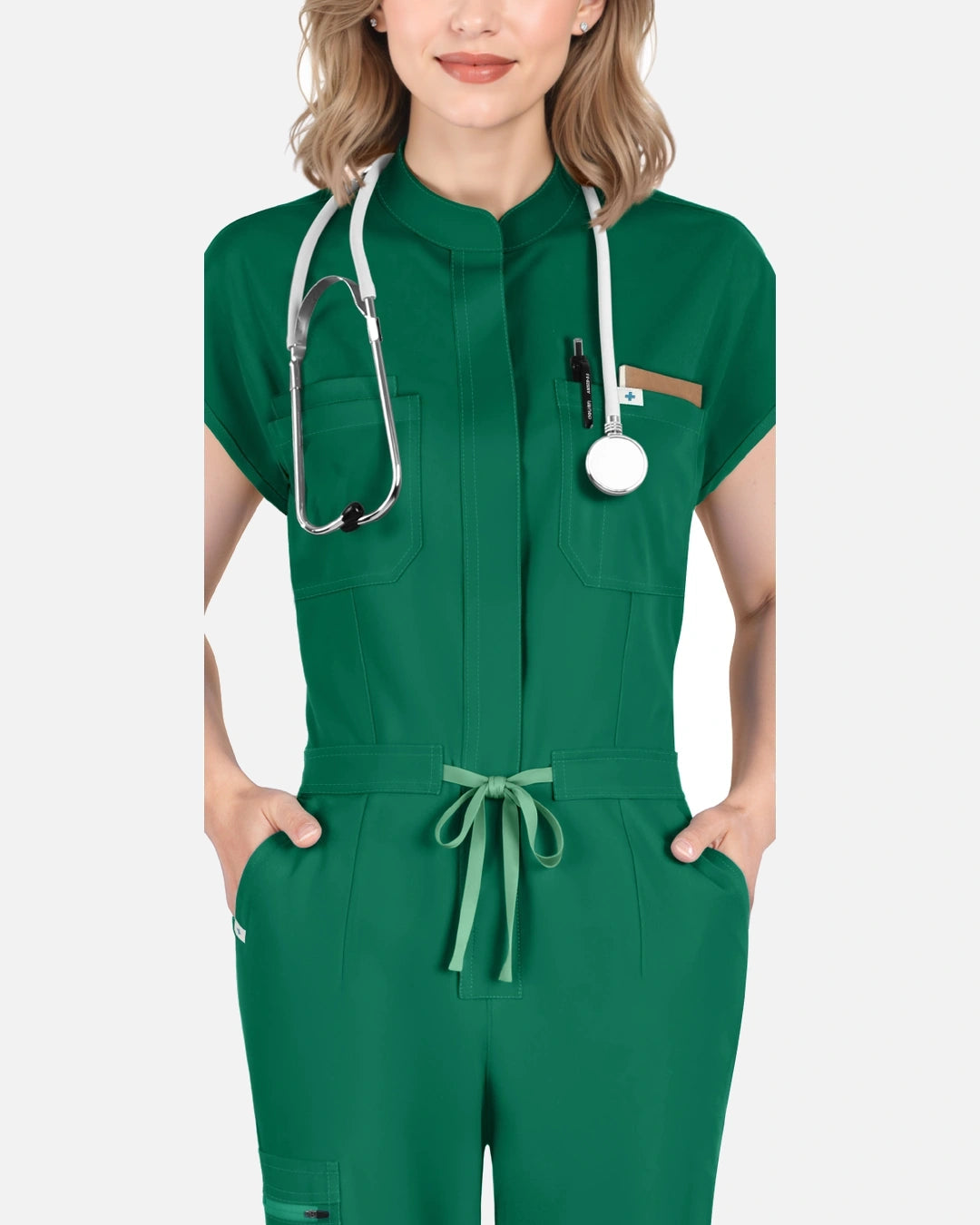 Hunter Green – Eadflie Women's Zip-Front Uniform Jumpsuit – Sleeveless Stretch One-Piece – product image 23