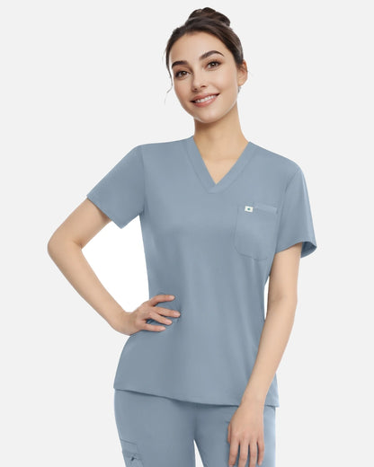 Light Blue – Eadflie Women's Classic V-Neck Uniform Top – product image 50