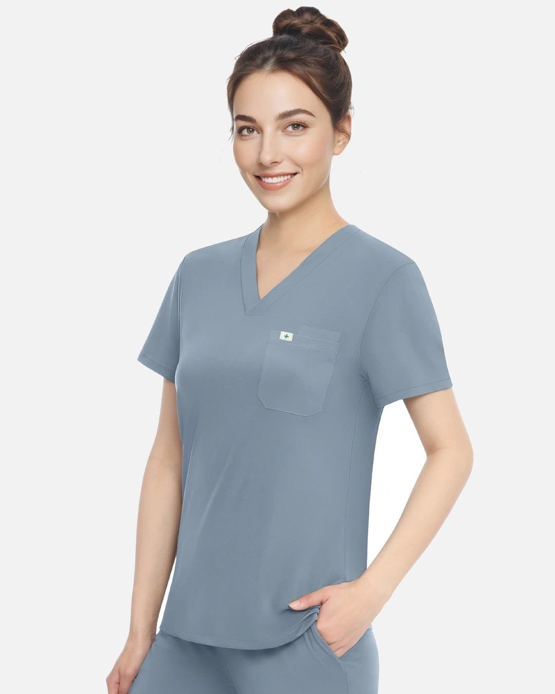 Light Blue – Eadflie Women's Classic V-Neck Uniform Top – product image 51