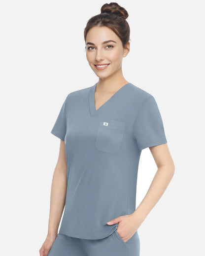 Light Blue – Eadflie Women's Classic V-Neck Uniform Top – product image 51