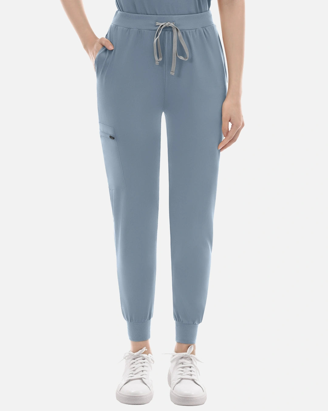 Light Blue – Eadflie Women's Knit V-Neck Jogger Uniform Set – product image 54