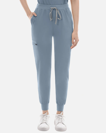 Light Blue – Eadflie Women's Knit V-Neck Jogger Uniform Set – product image 54