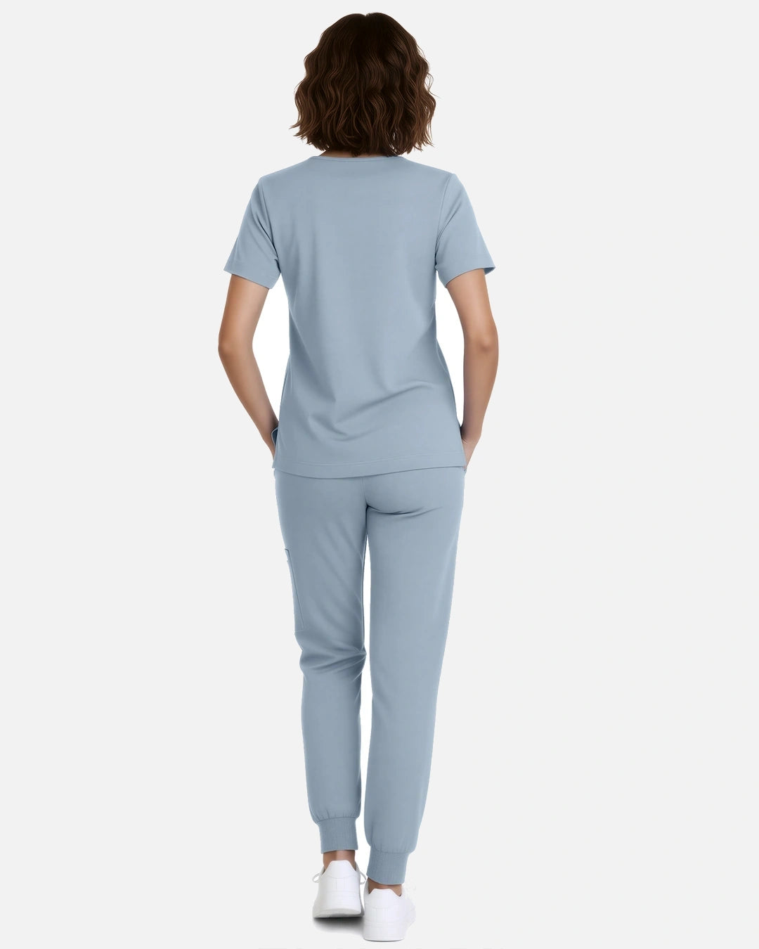 Light Blue – Eadflie Women's Classic V-Neck Jogger Uniform Set – product image 67