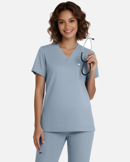 Light Blue – Eadflie Women's Classic V-Neck Jogger Uniform Set – product image 71