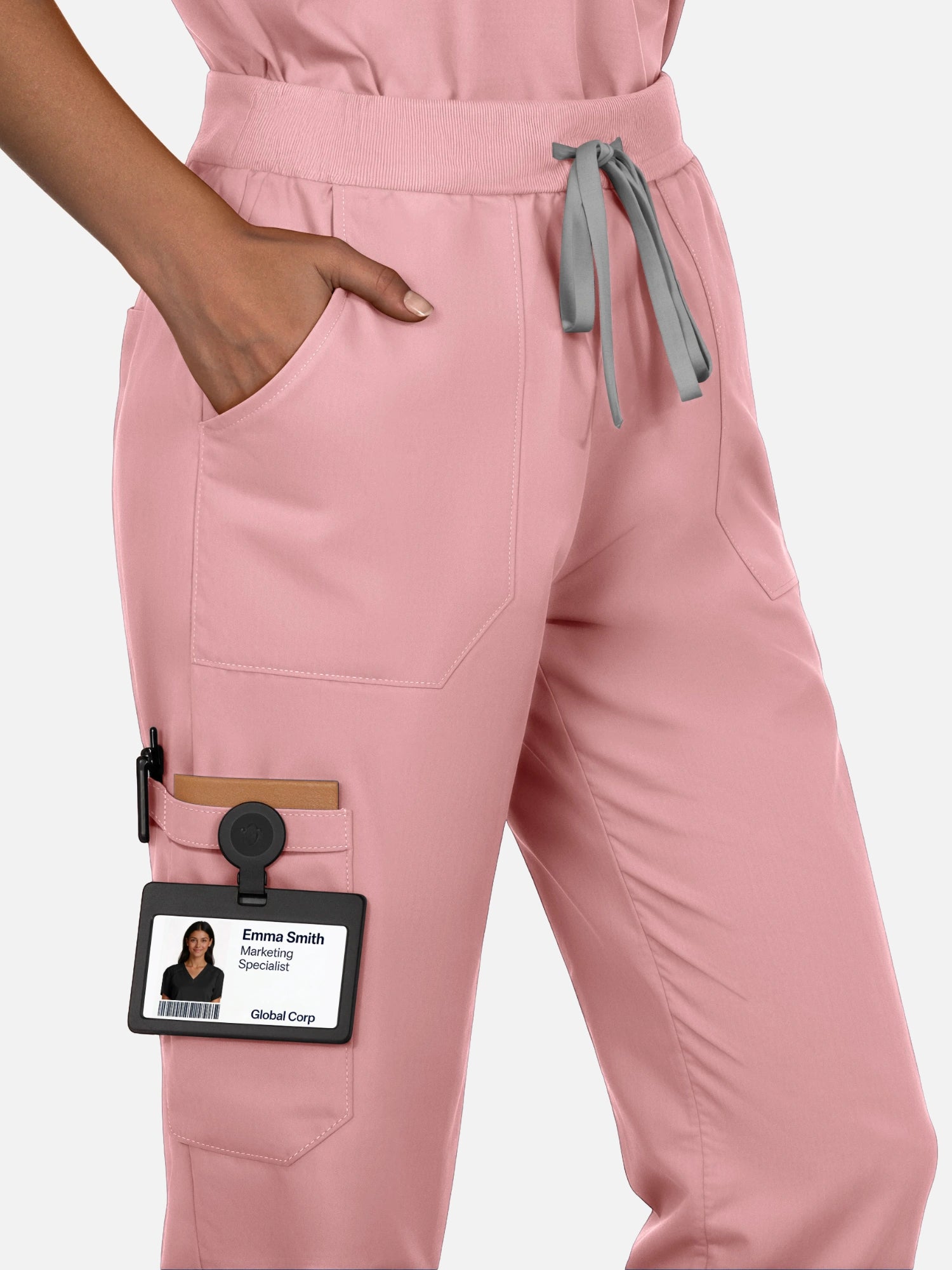 Pink – Eadflie Women's Woven V-Neck Uniform Set – Straight-Leg Structured – product image 86