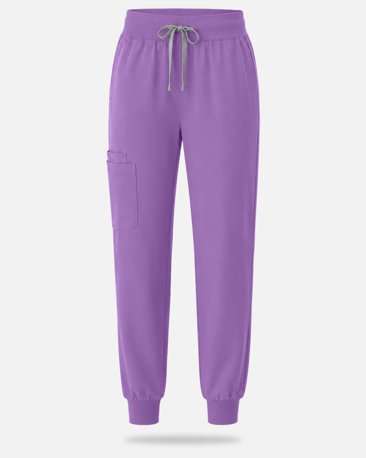 Eadflie Women's Tapered Jogger Uniform Pants – Soft Stretch Bottoms - Light Purple