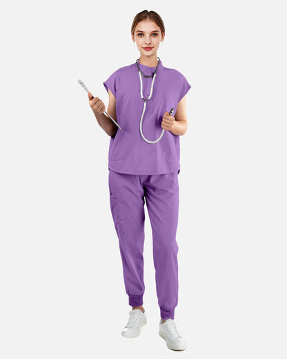 Light Purple – Eadflie Women's Sleeveless Mandarin Collar Uniform Top – product image 45