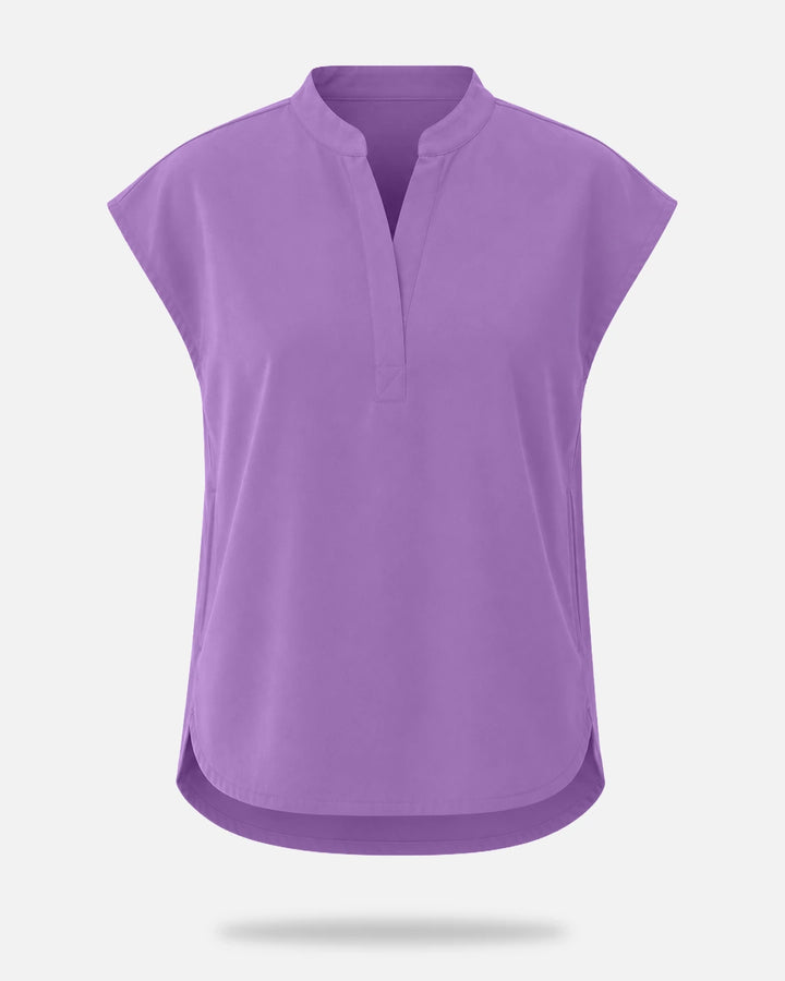 Eadflie Women's Sleeveless Mandarin Collar Uniform Top - Light Purple