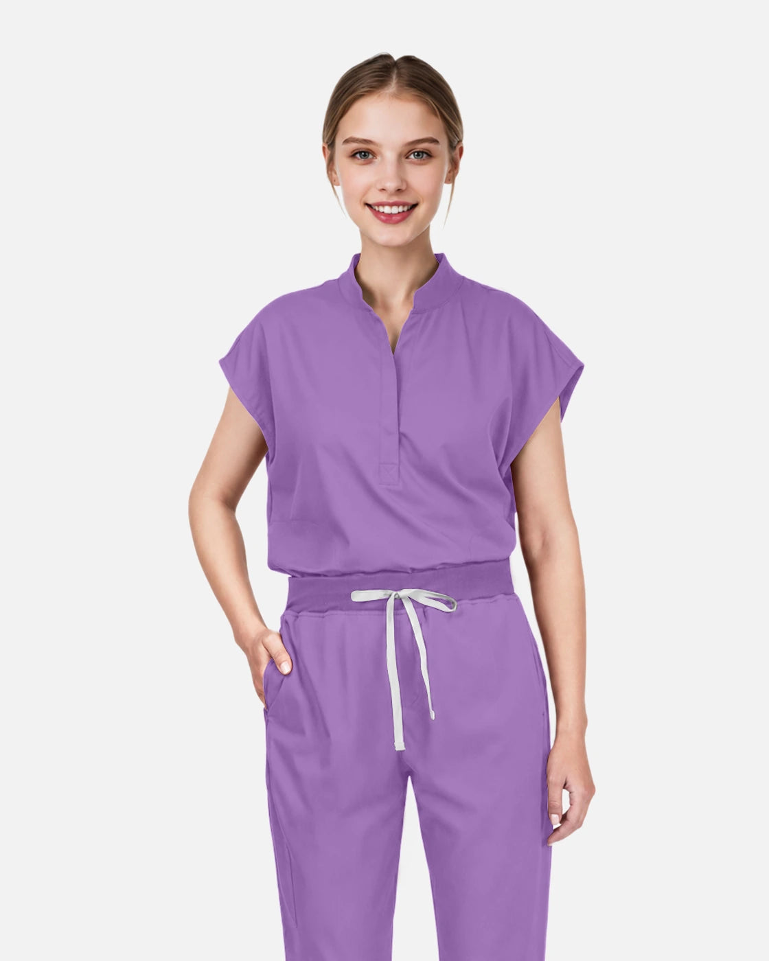 Light Purple – Eadflie Women's Sleeveless Mandarin Collar Uniform Top – product image 44