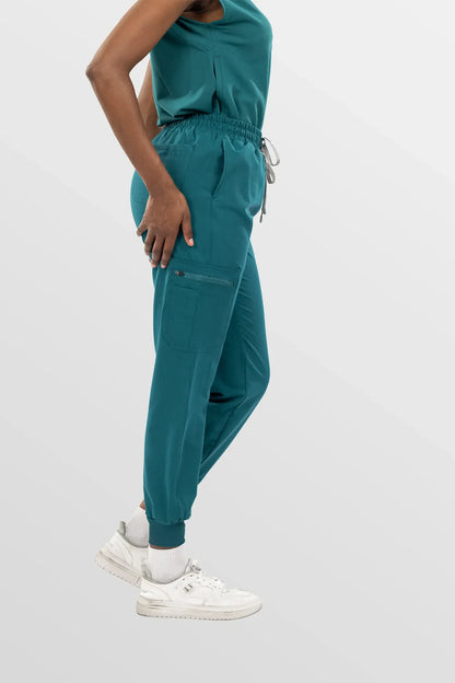 Mint Green Eipnare Women's Henley Collar Sleeveless Jogger Scrub Set - Stretch Medical Scrubs for Women