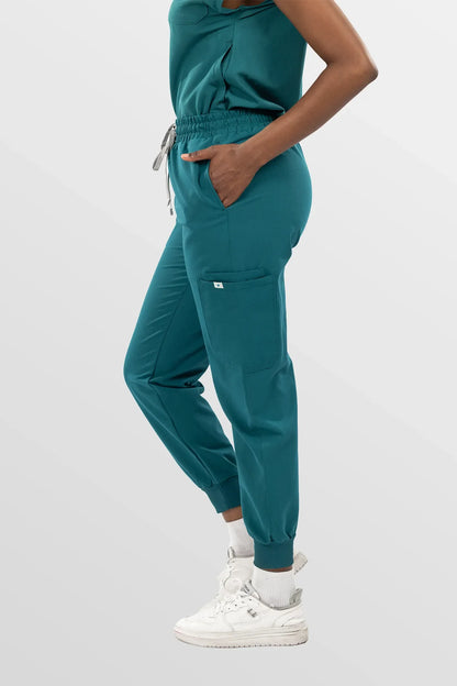 Mint Green Eipnare Women's Henley Collar Sleeveless Jogger Scrub Set - Stretch Medical Scrubs for Women