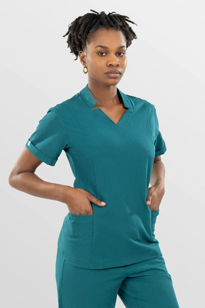 Mint Green Eipnare Women's V-Neck Split 9-Pocket Slim Fit Scrub Set - Stretch Medical Scrubs for Women