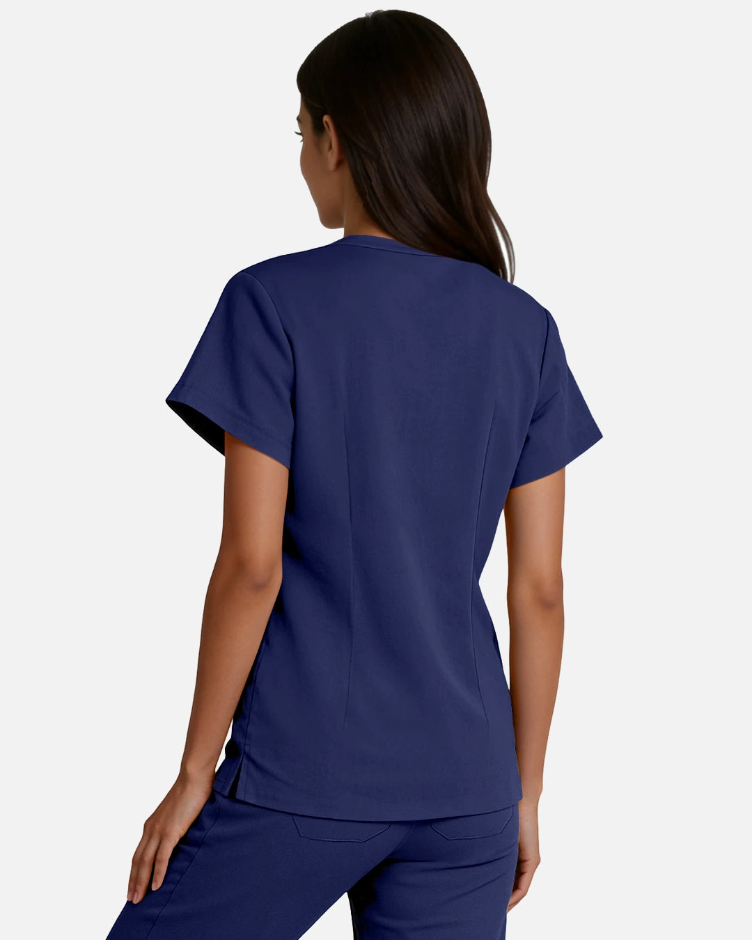 Navy Blue – Eadflie Women's Woven V-Neck Uniform Top – Structured with Shoulder Piping – product image 30