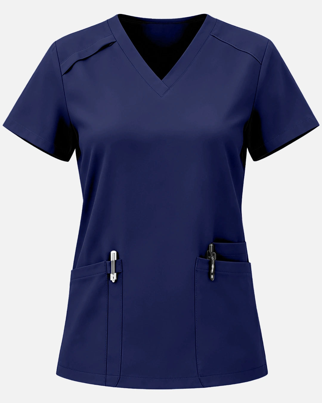 Navy Blue – Eadflie Women's Woven V-Neck Uniform Top – Structured with Shoulder Piping – product image 26