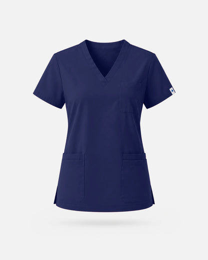 Navy Blue – Eadflie Women's V-Neck Uniform Top – Short Sleeve 3-Pocket Soft Stretch – product image 56