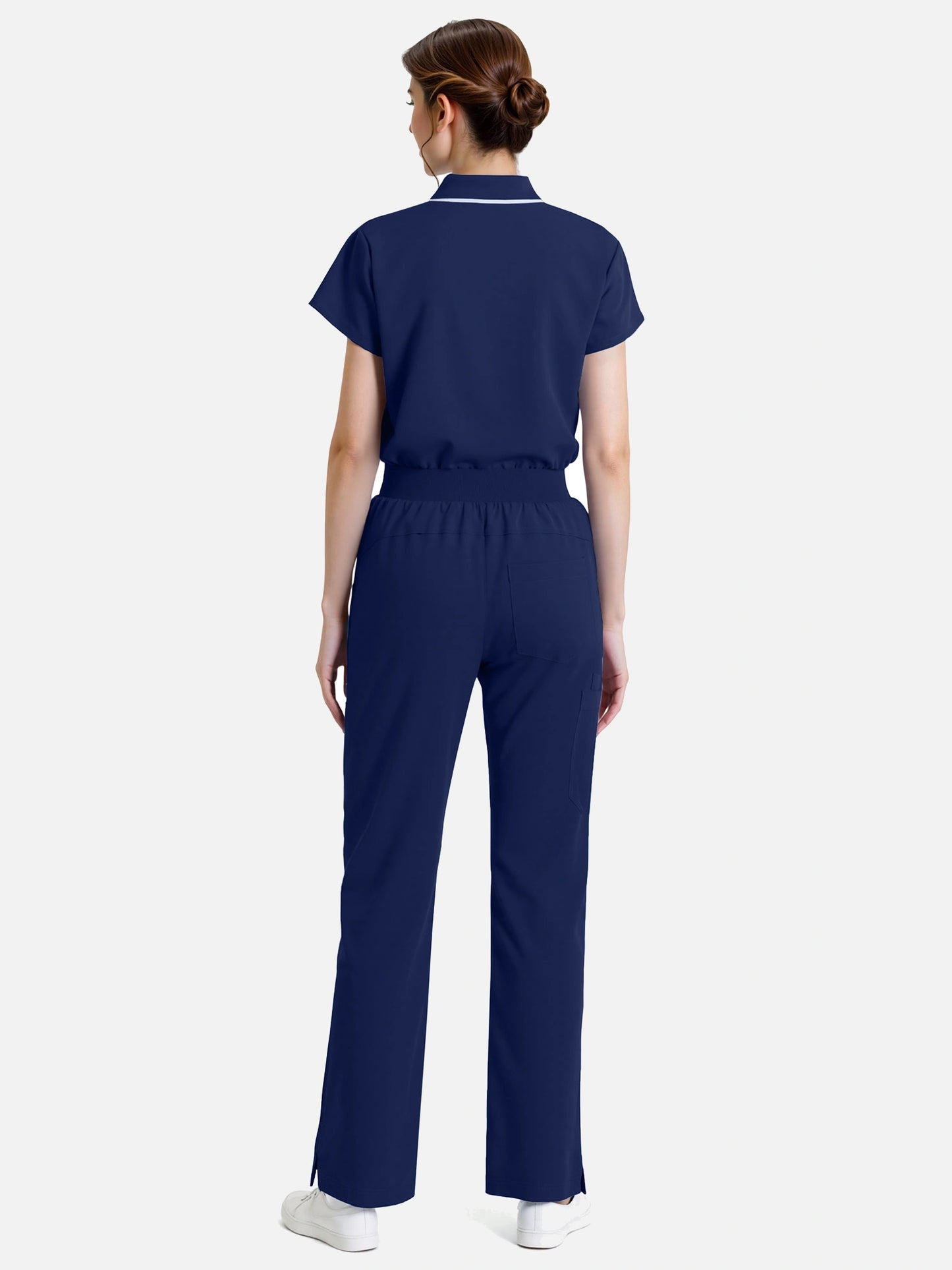 Navy Blue – Eadflie Women's Zip Polo Straight-Leg Uniform Set – product image 84