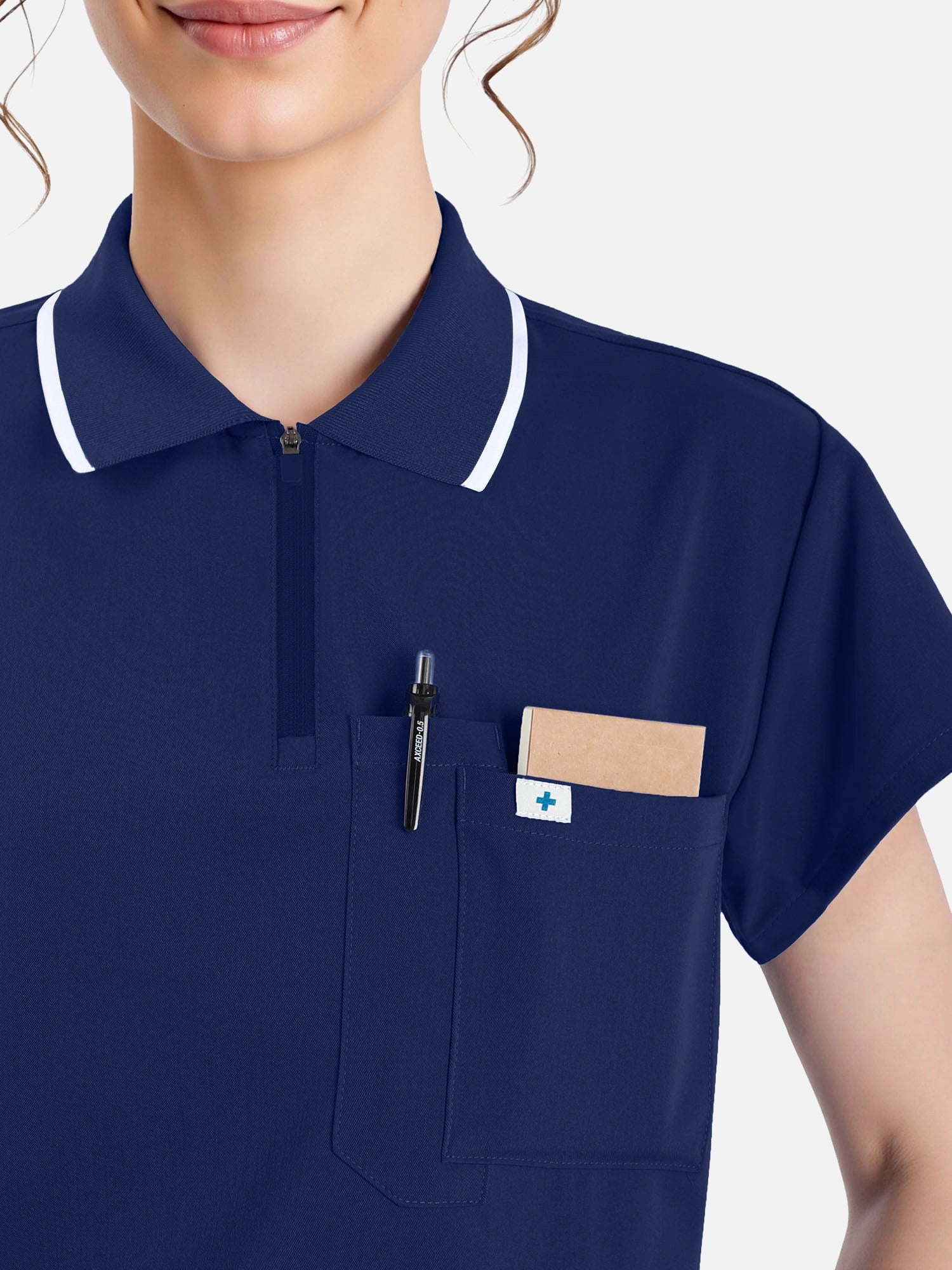 Navy Blue – Eadflie Women's Zip Polo Straight-Leg Uniform Set – product image 85