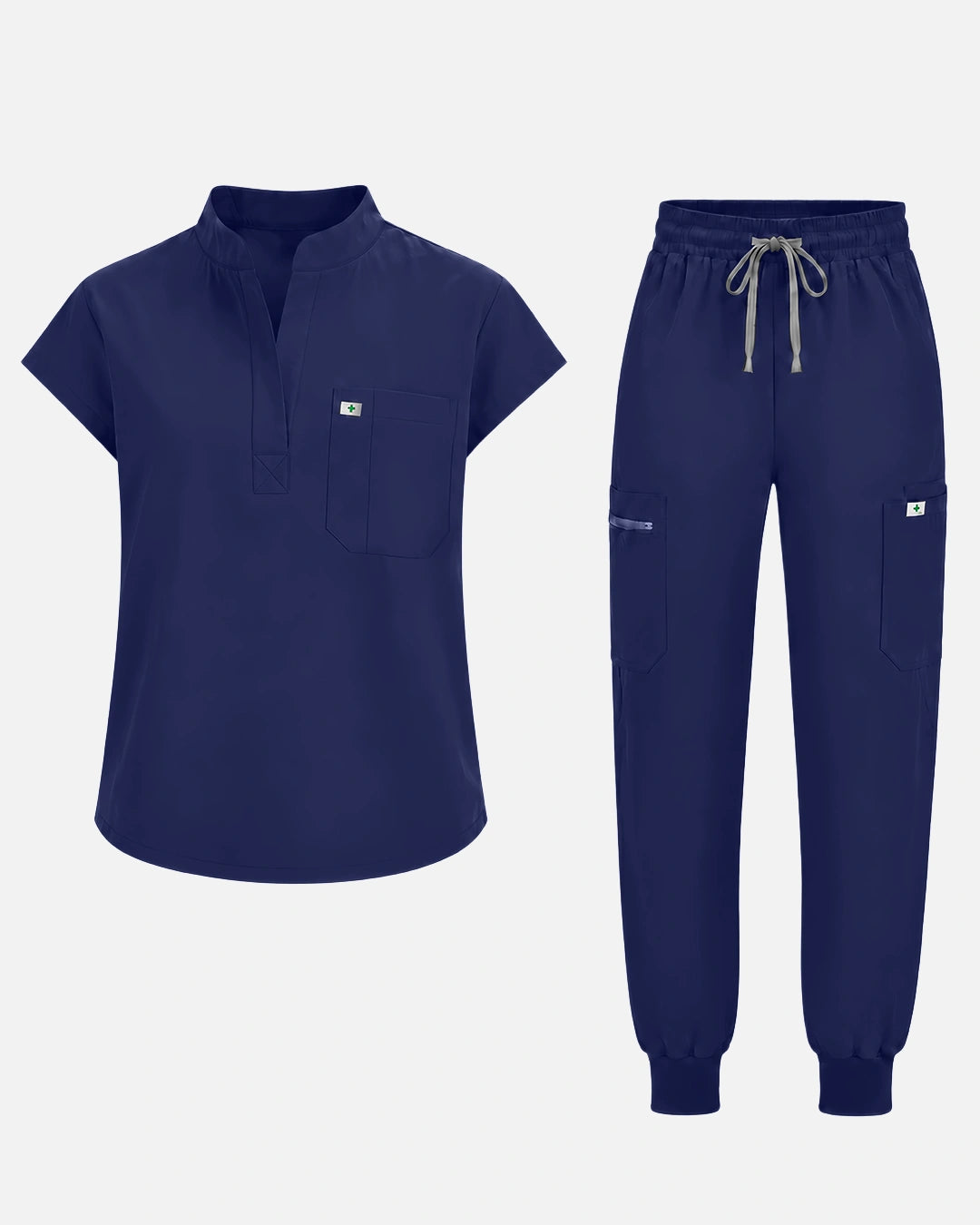 Navy Blue – Eadflie Women's Henley Sleeveless Jogger Uniform Set – product image 91