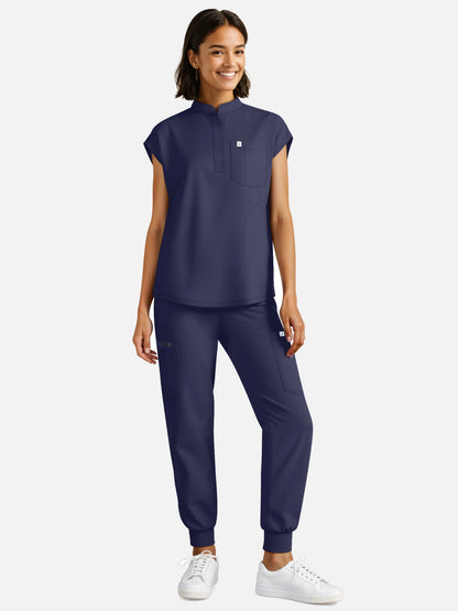 Navy Blue – Eadflie Women's Henley Sleeveless Jogger Uniform Set – product image 92