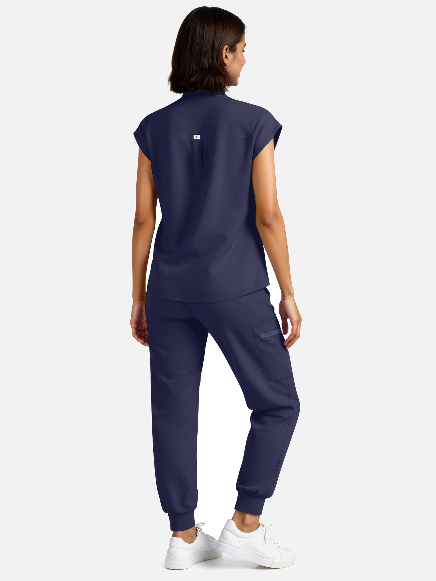 Navy Blue – Eadflie Women's Henley Sleeveless Jogger Uniform Set – product image 94