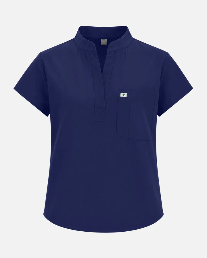 Eadflie Women's Sleeveless Henley Uniform Top - Navy Blue