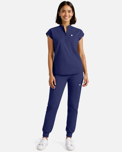 Navy Blue – Eadflie Women's Sleeveless Henley Uniform Top – product image 75