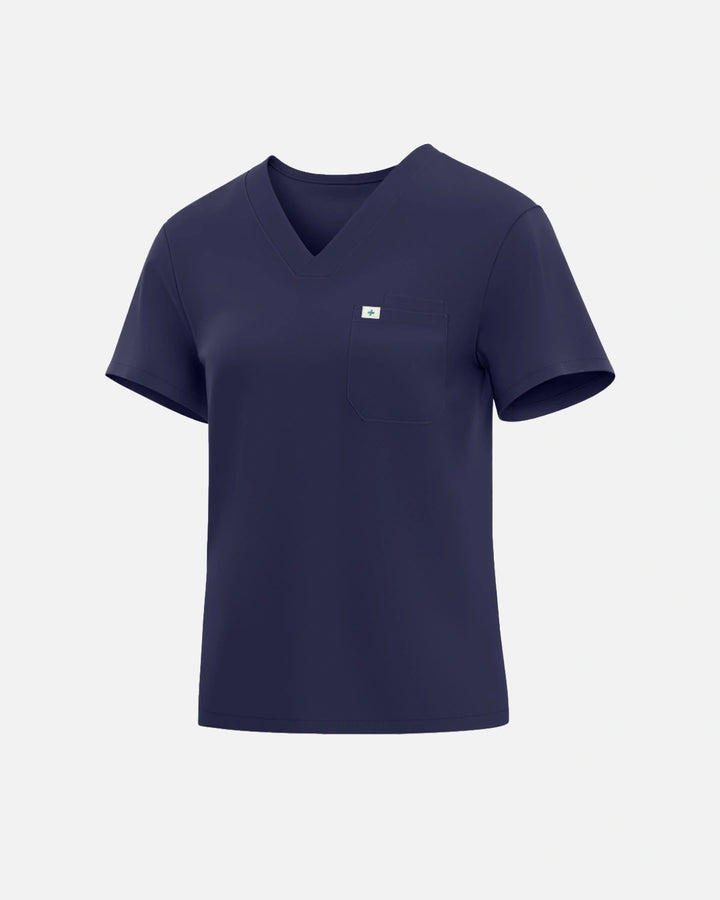 Eadflie Women's Classic V-Neck Uniform Top - Navy Blue