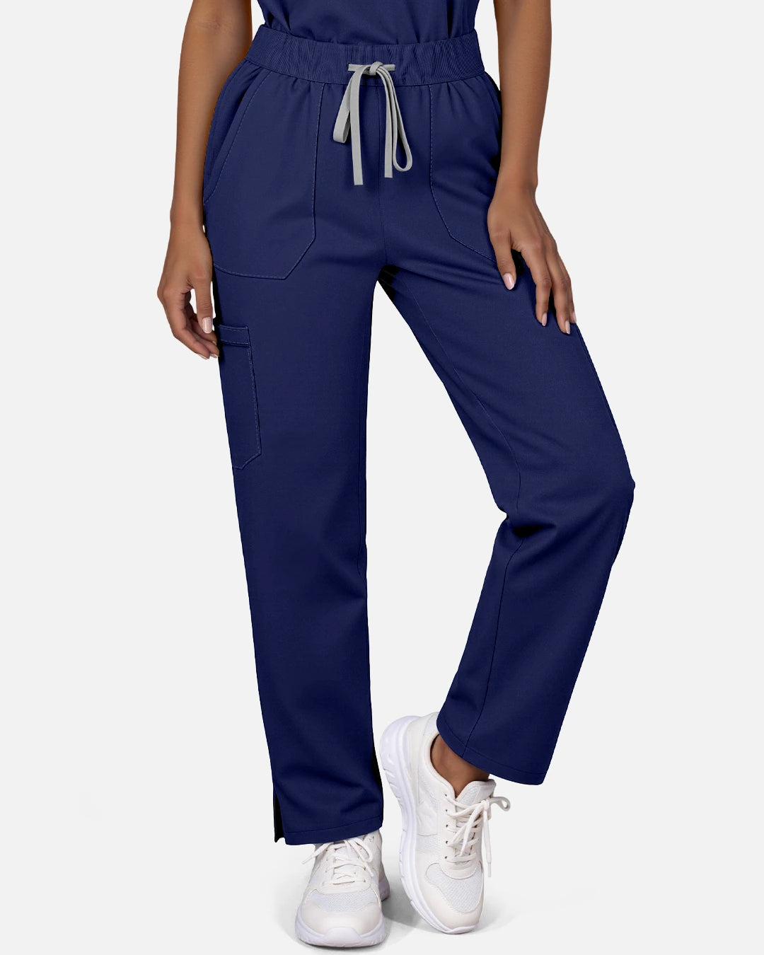 Navy Blue – Eadflie Women's Woven Straight-Leg Uniform Pants – Structured Tailored Bottoms – product image 56
