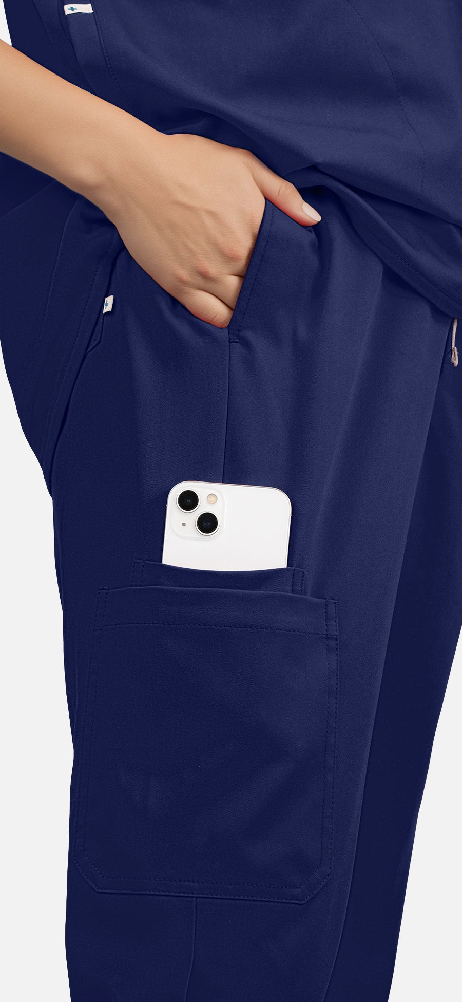 Navy Blue – Eadflie Women's Sleeveless Mandarin Collar Jogger Uniform Set – product image 88