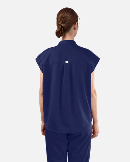 Navy Blue – Eadflie Women's Sleeveless Mandarin Collar Uniform Top – product image 52