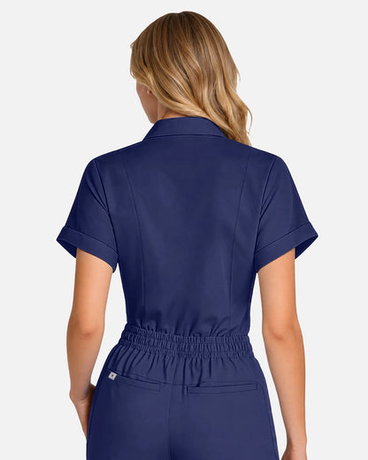 Navy Blue – Eadflie Women's Split V-Neck Uniform Top – product image 47