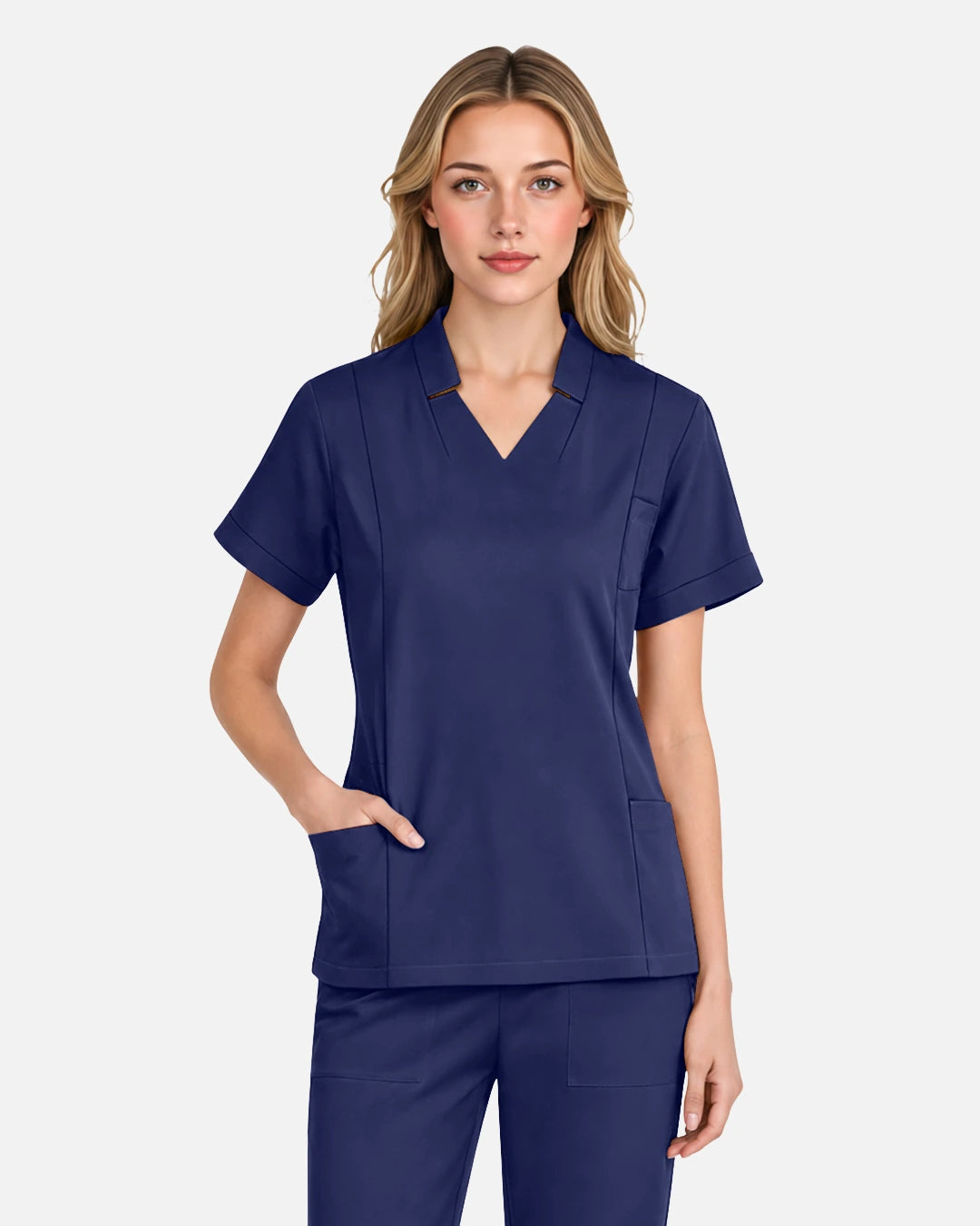Navy Blue – Eadflie Women's Split V-Neck Uniform Top – product image 44