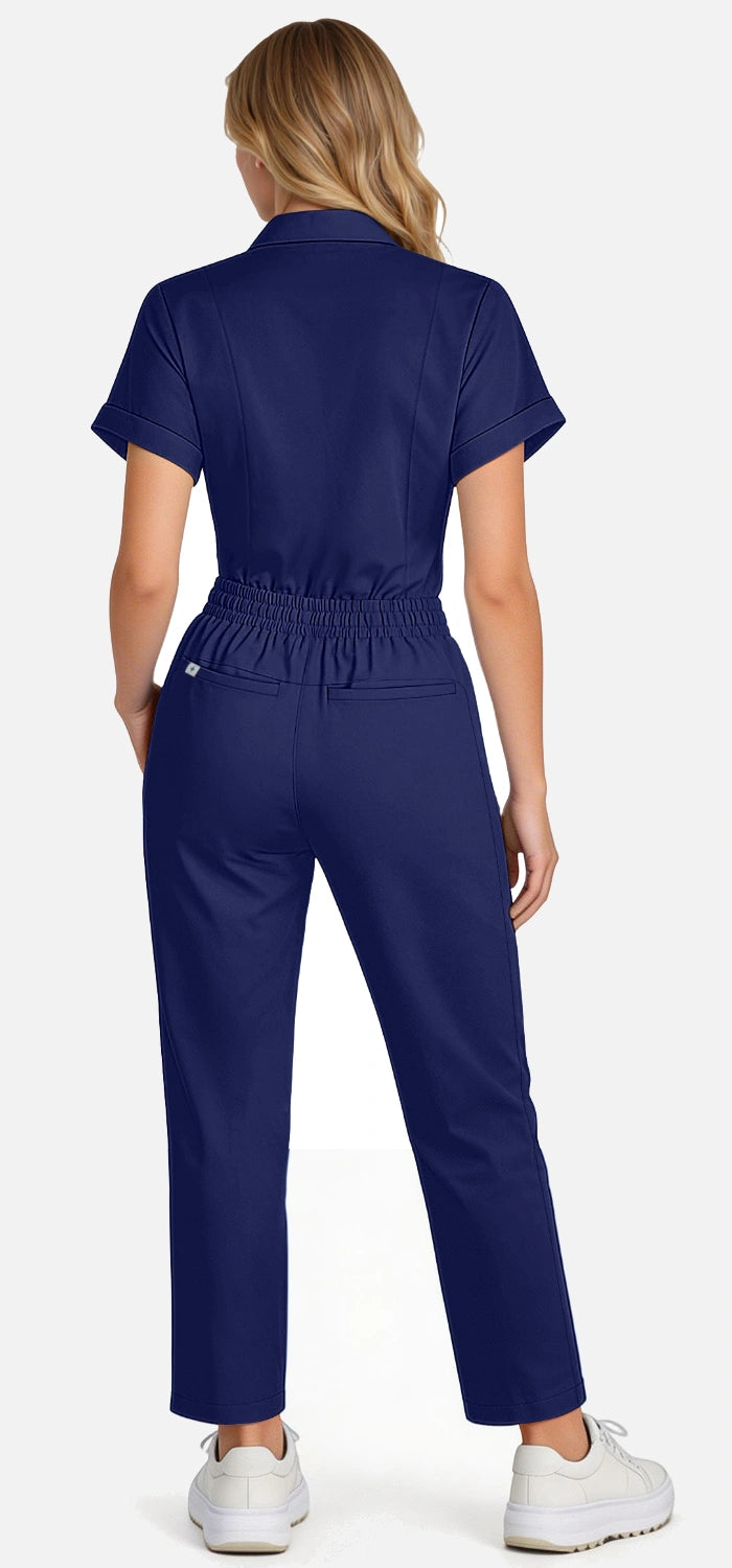 Navy Blue – Eadflie Women's Split V-Neck Uniform Set – Tapered-Leg 9-Pocket Slim Fit – product image 86