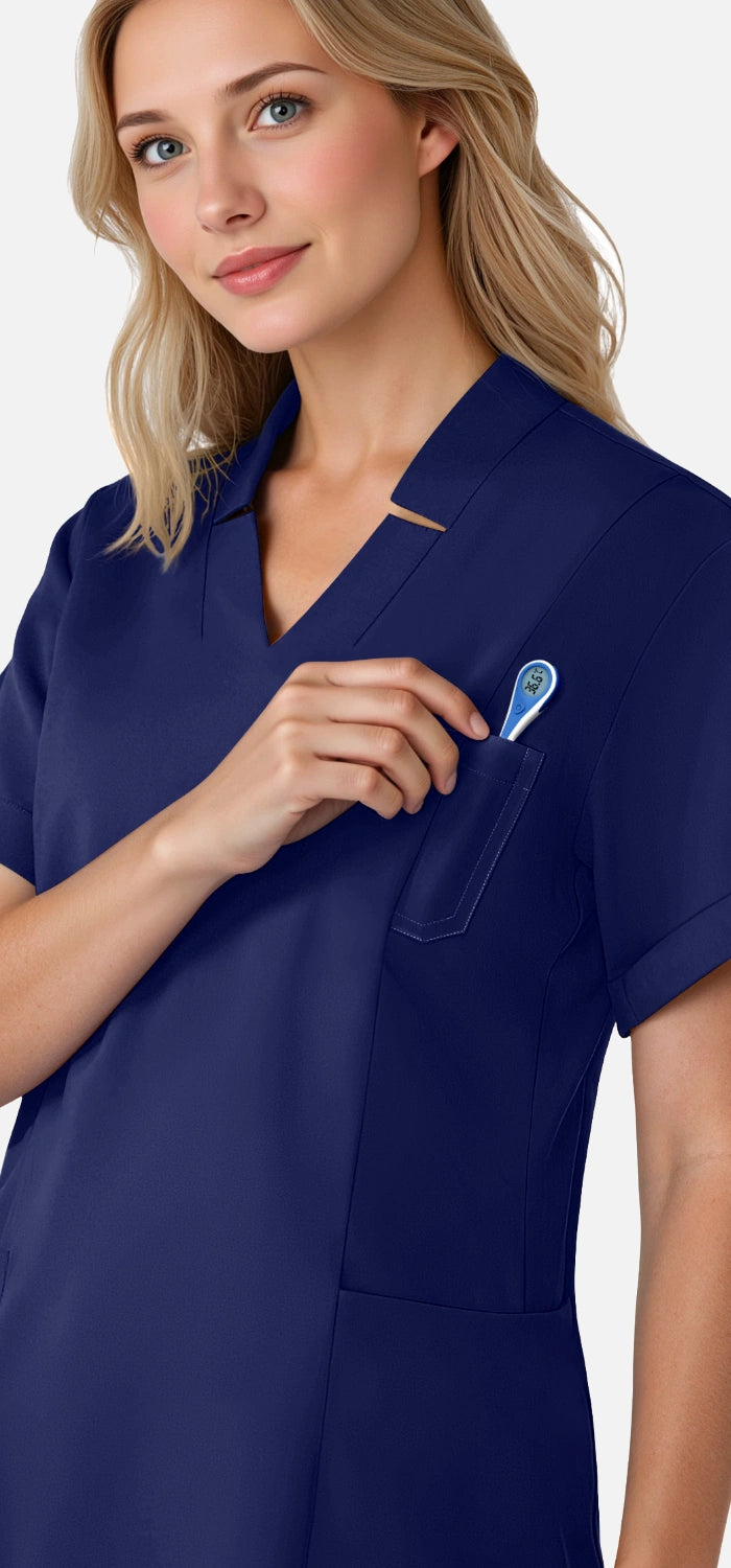 Navy Blue – Eadflie Women's Split V-Neck Uniform Set – Tapered-Leg 9-Pocket Slim Fit – product image 87