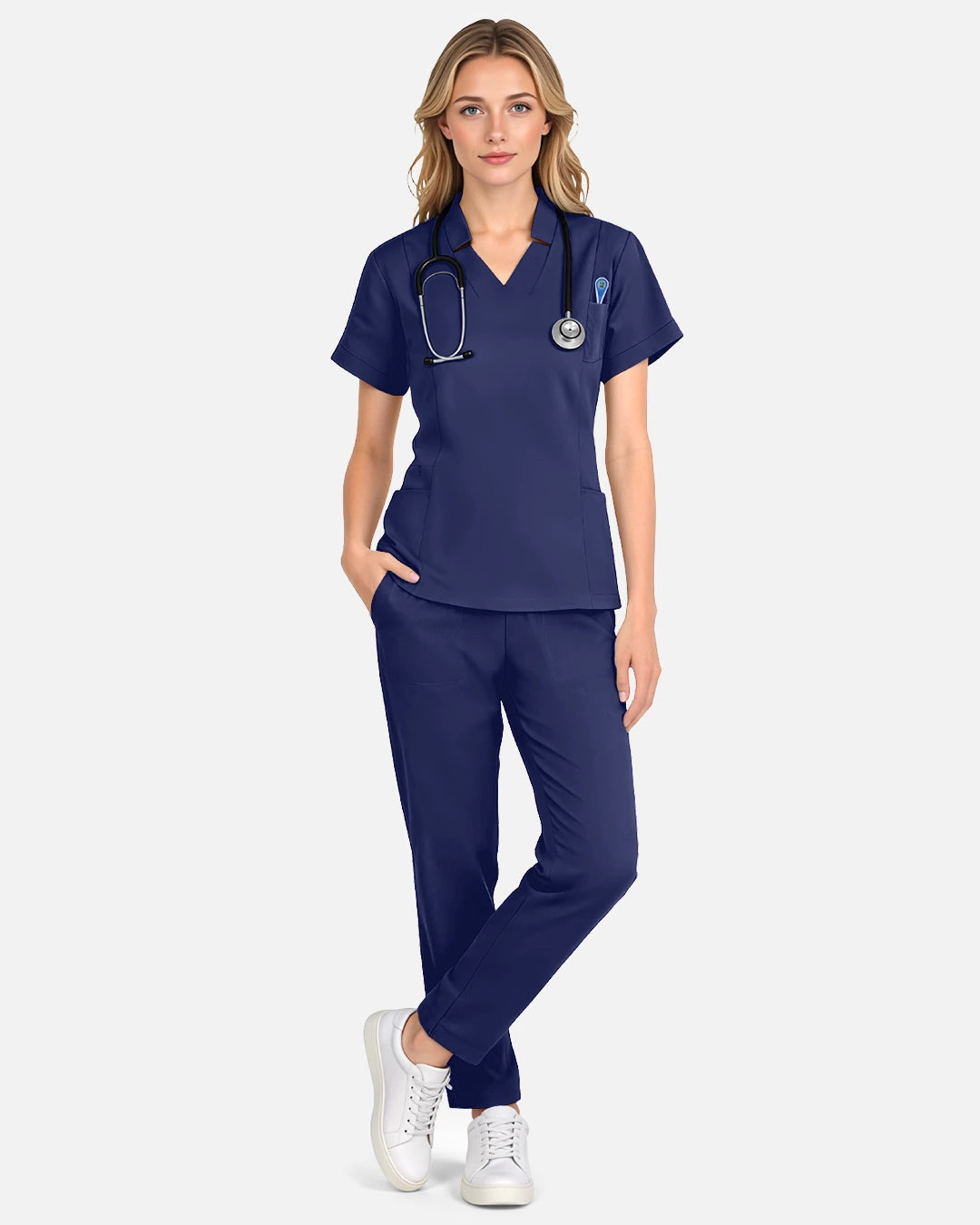 Navy Blue – Eadflie Women's Slim Fit Tapered Cargo Uniform Pants – product image 45