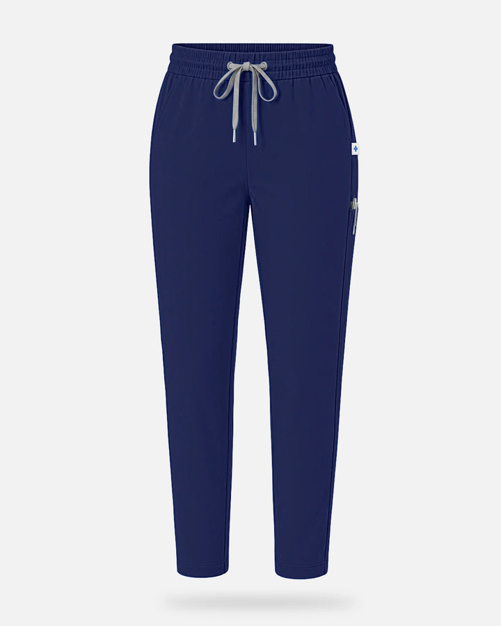 Eadflie Women's Slim Fit Tapered Cargo Uniform Pants - Navy Blue