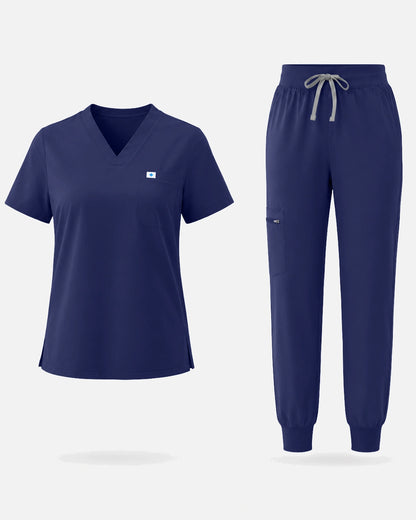 Navy Blue – Eadflie Women's Classic V-Neck Jogger Uniform Set – product image 82