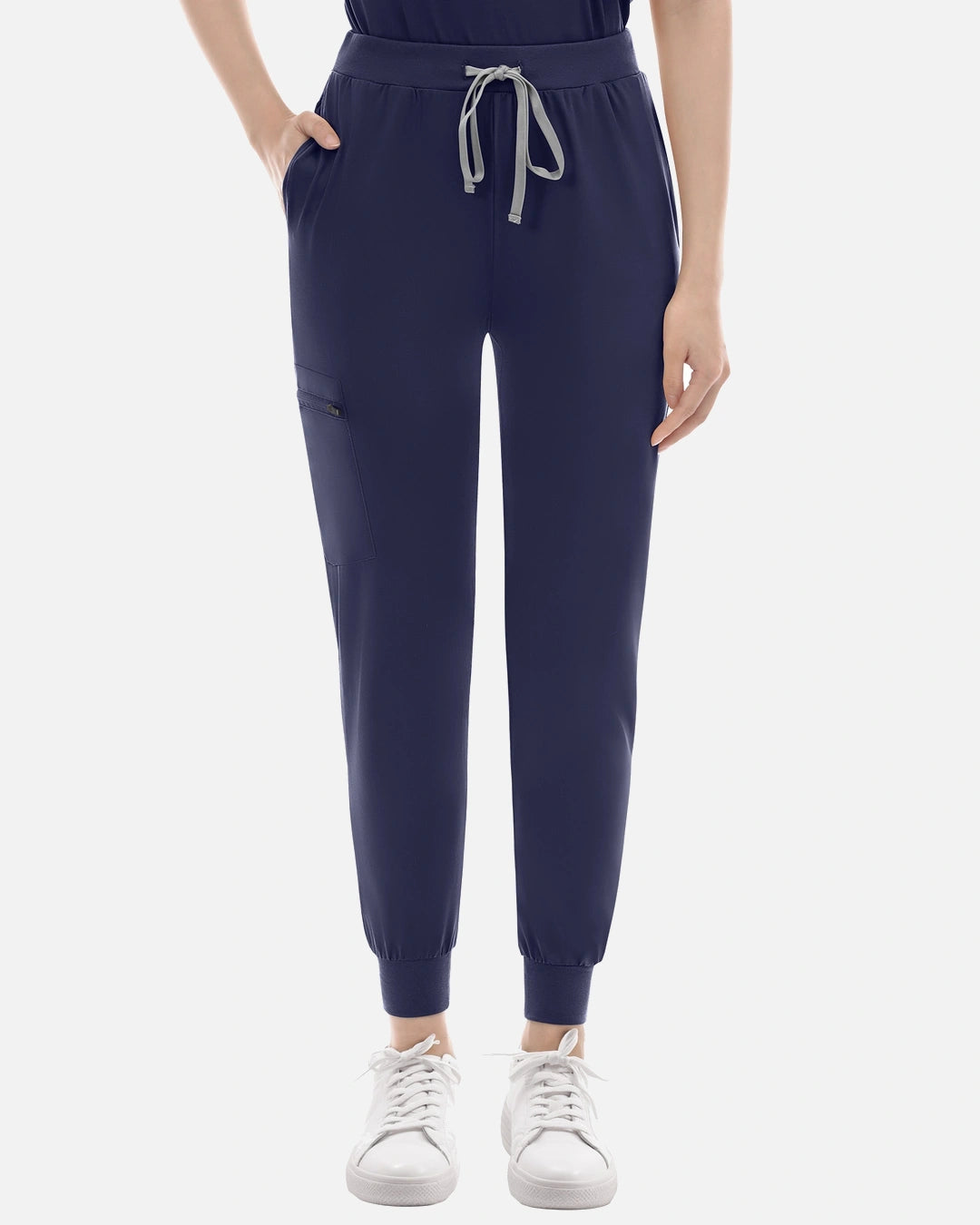 Navy Blue – Eadflie Women's Knit V-Neck Jogger Uniform Set – product image 61