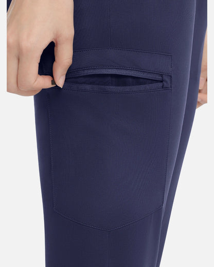 Navy Blue – Eadflie Women's Knit V-Neck Jogger Uniform Set – product image 62