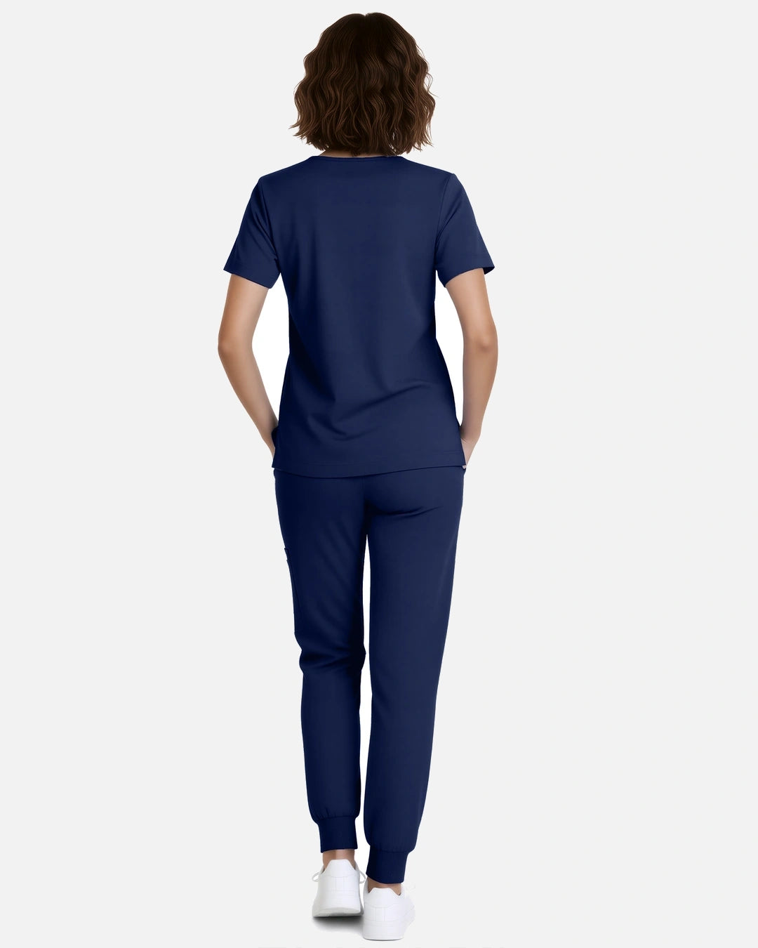 Navy Blue – Eadflie Women's Classic V-Neck Jogger Uniform Set – product image 84