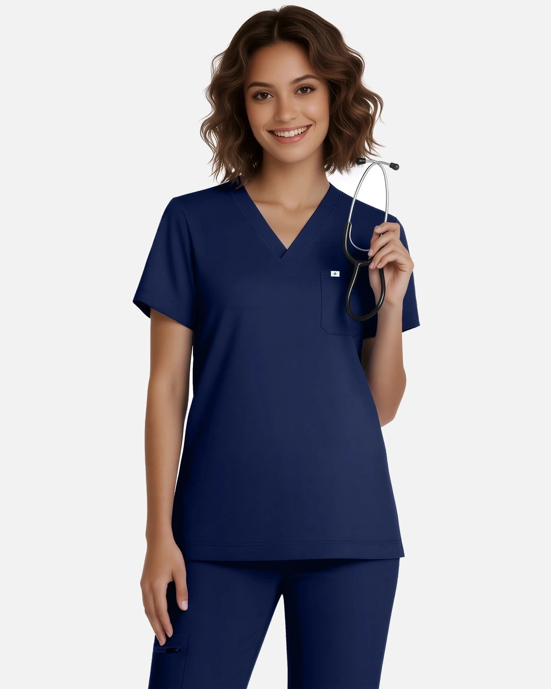 Navy Blue – Eadflie Women's Classic V-Neck Jogger Uniform Set – product image 88