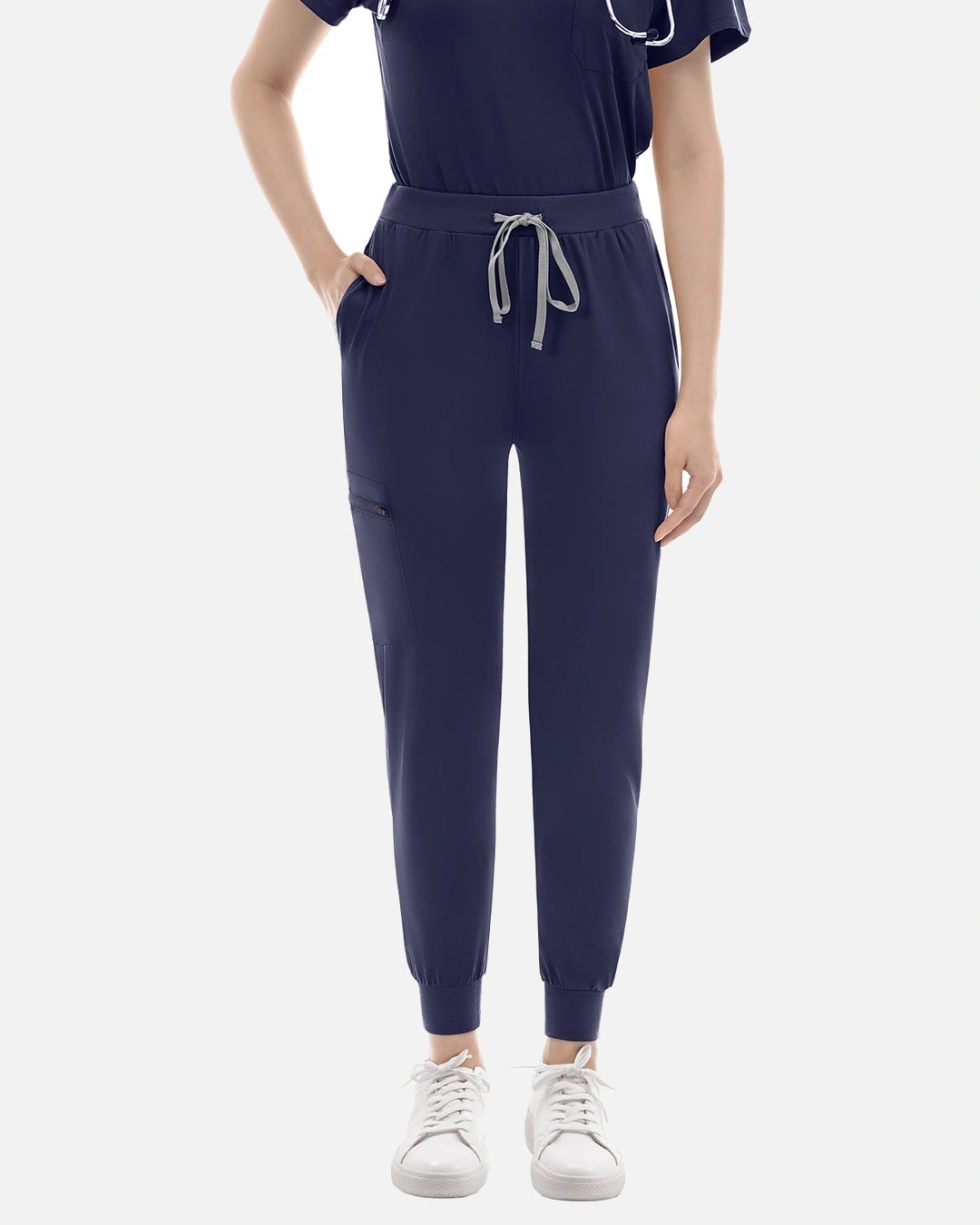 Navy Blue – Eadflie Women's Classic V-Neck Jogger Uniform Set – product image 90
