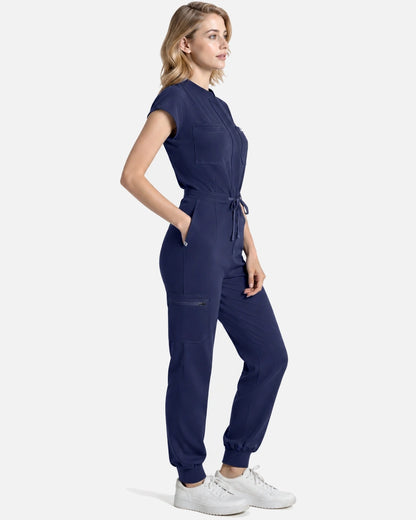 Navy Blue – Eadflie Women's Zip-Front Uniform Jumpsuit – Sleeveless Stretch One-Piece – product image 51