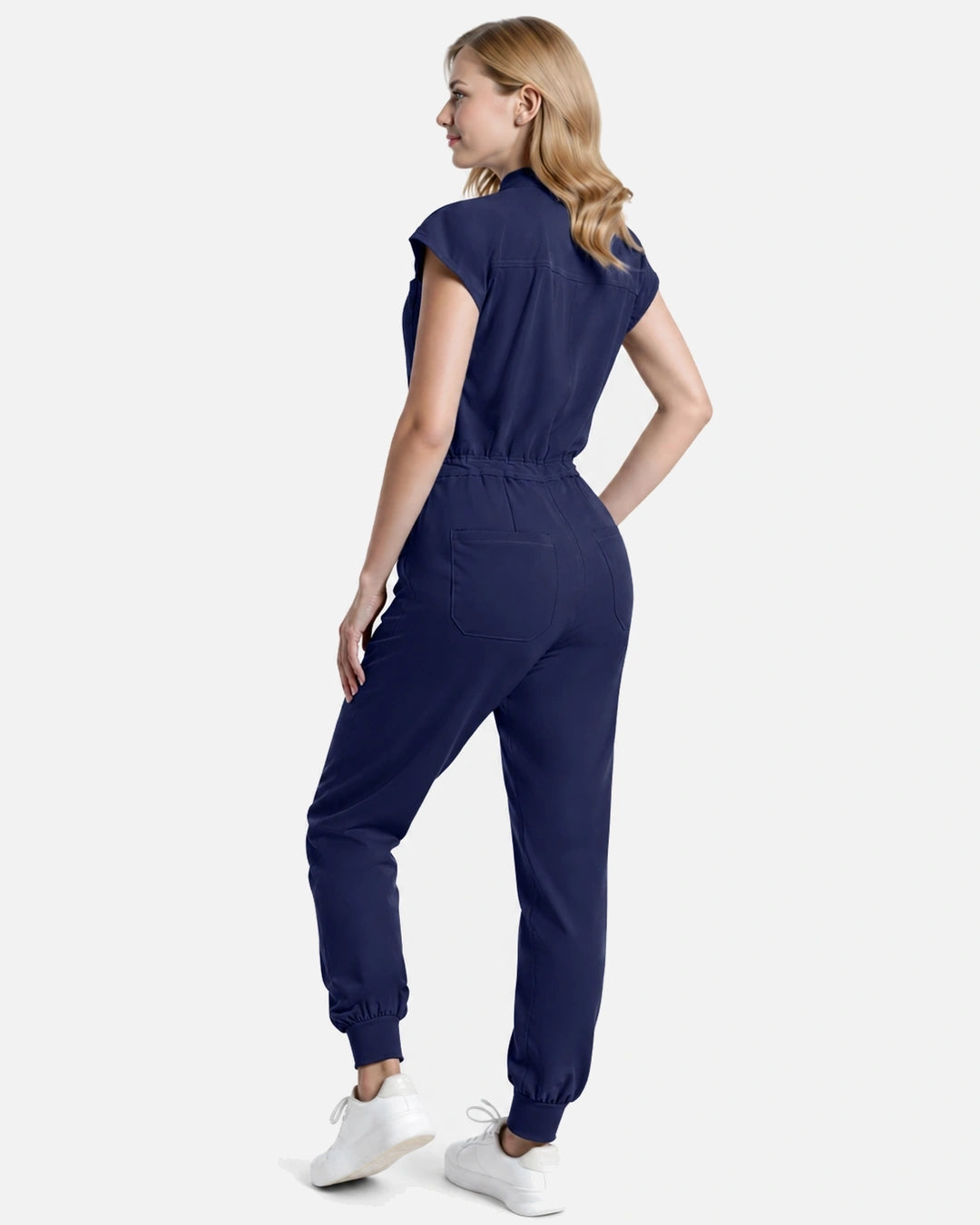Navy Blue – Eadflie Women's Zip-Front Uniform Jumpsuit – Sleeveless Stretch One-Piece – product image 52