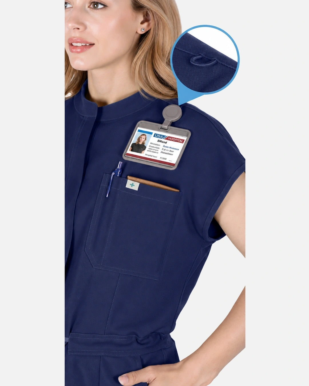 Navy Blue – Eadflie Women's Zip-Front Uniform Jumpsuit – Sleeveless Stretch One-Piece – product image 53